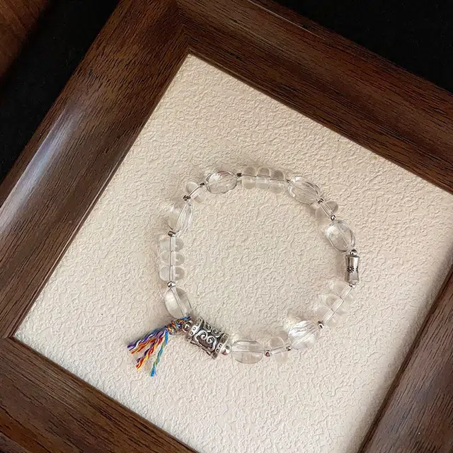 戴时光 【心灵净化】戴来好运  小众设计  简约百搭代写贺卡 精美礼盒 白水晶 手串 男女同款情侣款