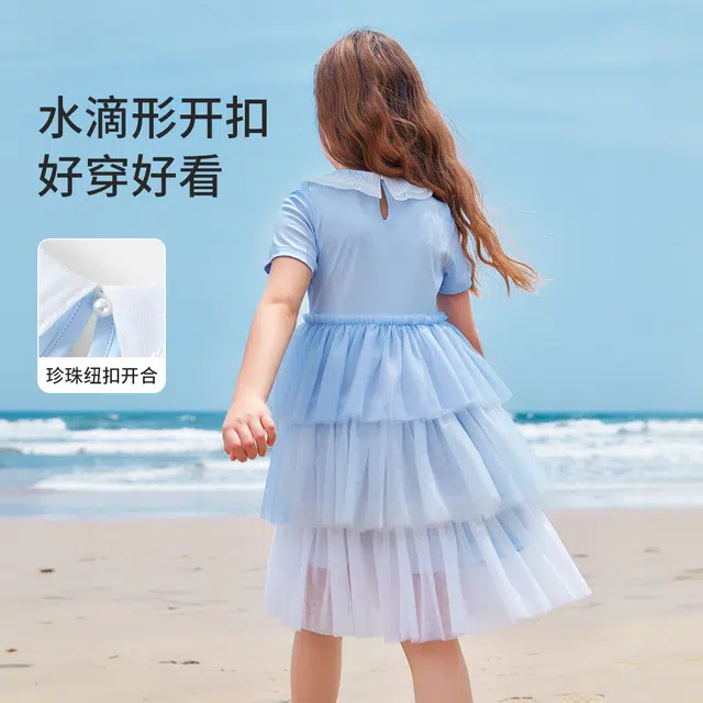 【液氨冰感亲肤】英氏儿童连衣裙 儿童款 全面内衬重工网纱甜美蛋糕裙