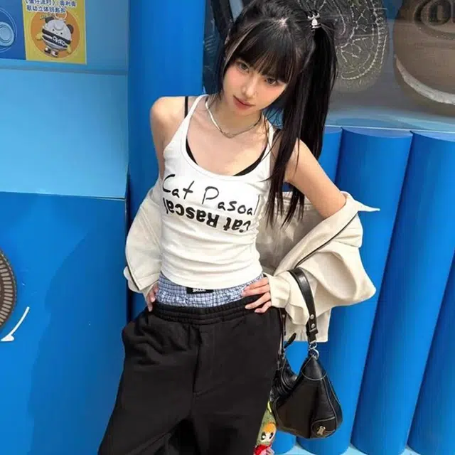 依钗 辣妹修身百搭无袖背心 女款