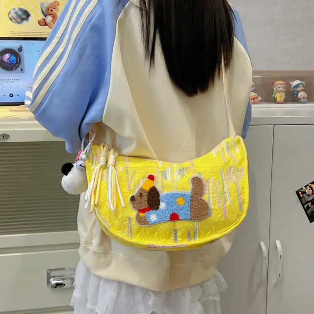 捷朗仕 时尚百搭休闲卡通小狗通勤 尼龙 饺子包单肩斜挎包 女款 多色
