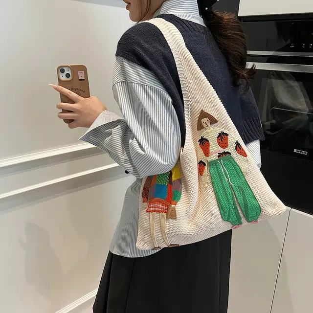 捷朗仕 百搭腋下包 针织 单肩包 常规 女款 多色