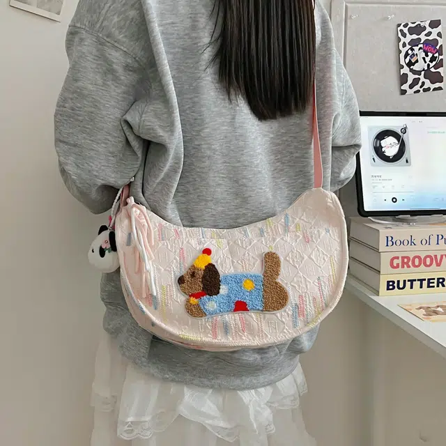 捷朗仕 时尚百搭休闲卡通小狗通勤 尼龙 饺子包单肩斜挎包 女款 多色