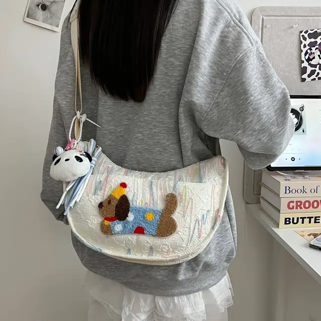 捷朗仕 时尚百搭休闲卡通小狗通勤 尼龙 饺子包单肩斜挎包 女款 多色