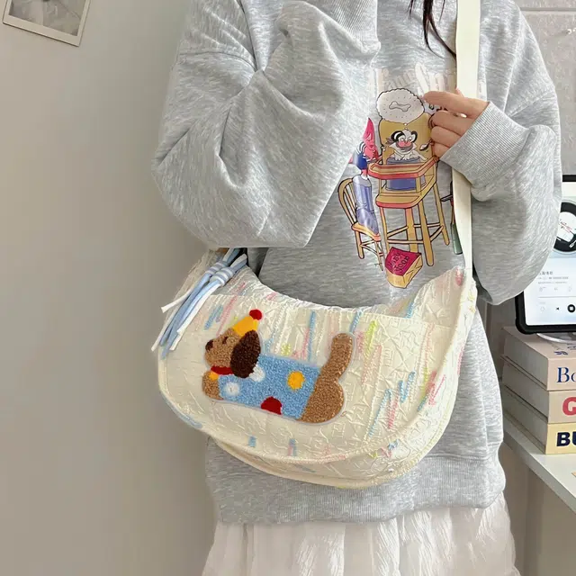 捷朗仕 时尚百搭休闲卡通小狗通勤 尼龙 饺子包单肩斜挎包 女款 多色
