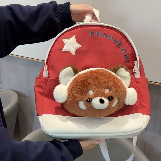 捷朗仕 可爱通勤毛绒动物时尚百搭 尼龙布 双肩包 男女同款情侣款 多色