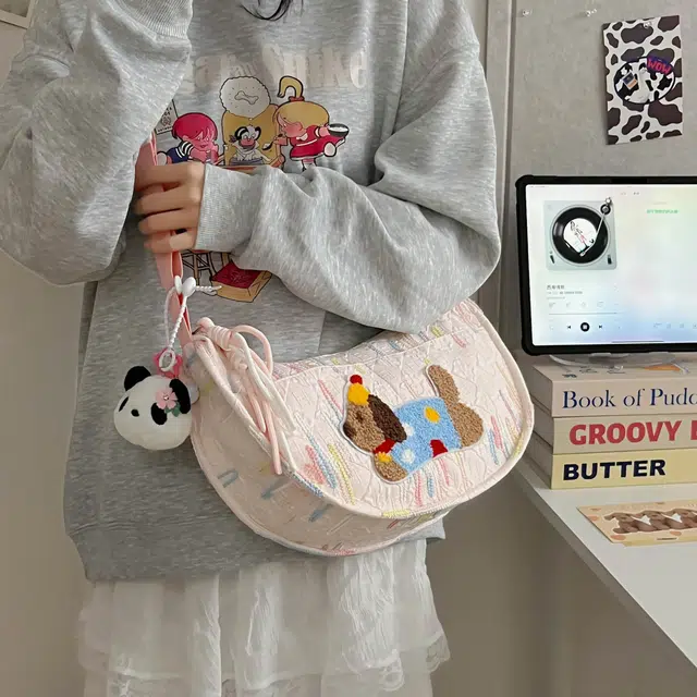 捷朗仕 时尚百搭休闲卡通小狗通勤 尼龙 饺子包单肩斜挎包 女款 多色