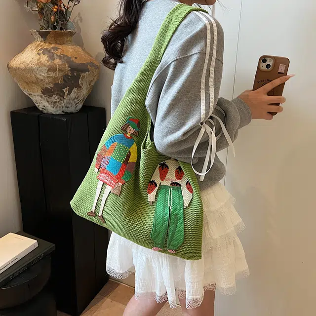 捷朗仕 百搭腋下包 针织 单肩包 常规 女款 多色