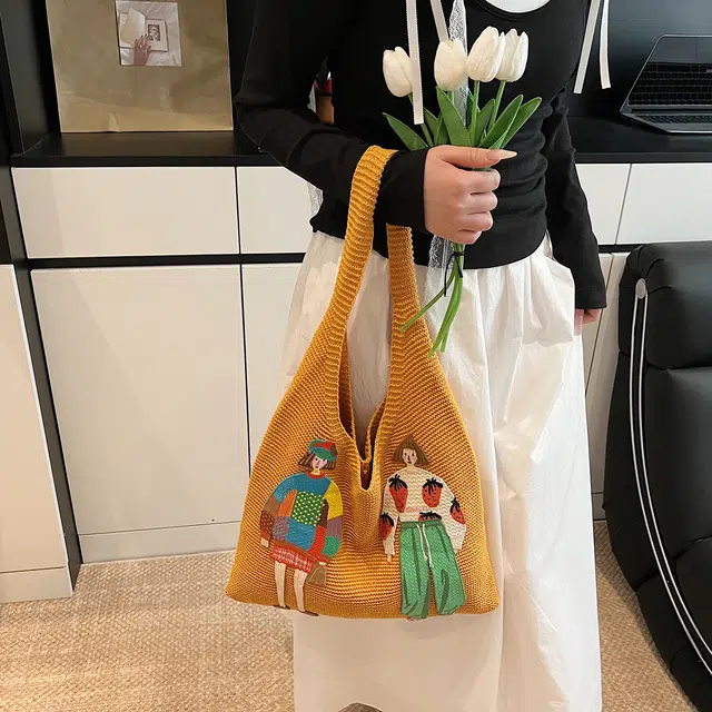 捷朗仕 百搭腋下包 针织 单肩包 常规 女款 多色