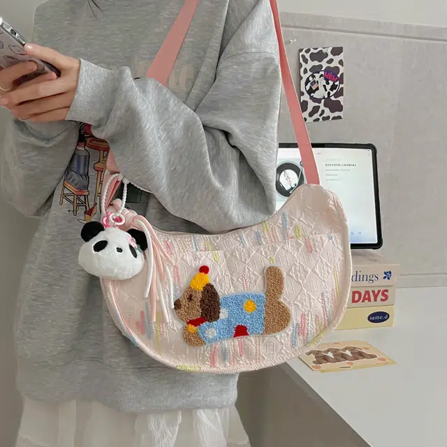 捷朗仕 时尚百搭休闲卡通小狗通勤 尼龙 饺子包单肩斜挎包 女款 多色