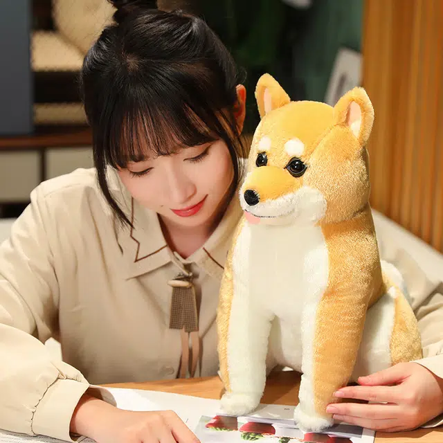 卡威 仿真坐姿柴犬狗狗 玩偶 创意车载毛绒公仔抱枕玩具陪伴玩具
