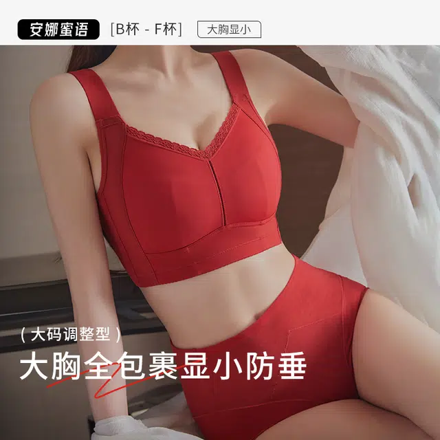 安娜蜜语 全罩杯本命年大胸显小调整型收副乳防下垂文胸 女款