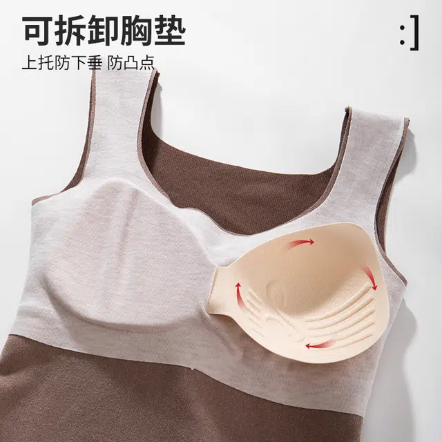 安娜蜜语 厚款纯色二合一双面磨绒无痕修身显瘦打底保暖上装 女款 咖色