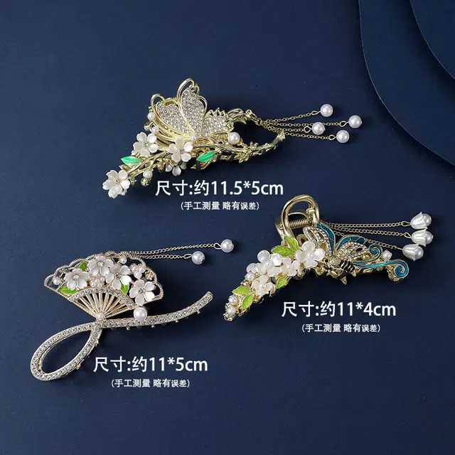 建禄 麦穗古风蝶舞花朵抓夹发饰鲨鱼日常轻奢通勤简约百搭精致高级感优雅气质 合金 发夹 女款