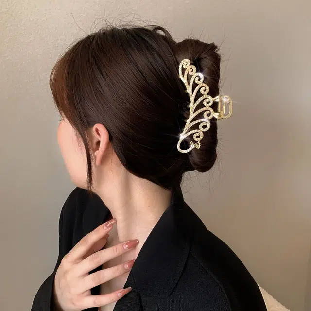建禄 高级感孔雀简约小清新小众设计优雅气质通勤百搭 合金 发夹 女款