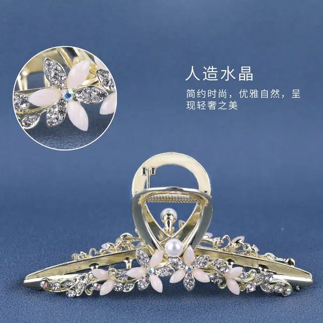 建禄 高级感小花朵简约盘发后脑勺半扎发小清新小众设计优雅气质通勤百搭 金属 发夹 女款