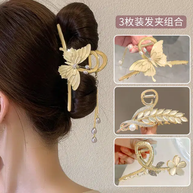 建禄 蝴蝶麦穗花朵鲨鱼日常轻奢通勤简约百搭精致高级感优雅气质#好运 合金 发夹 女款