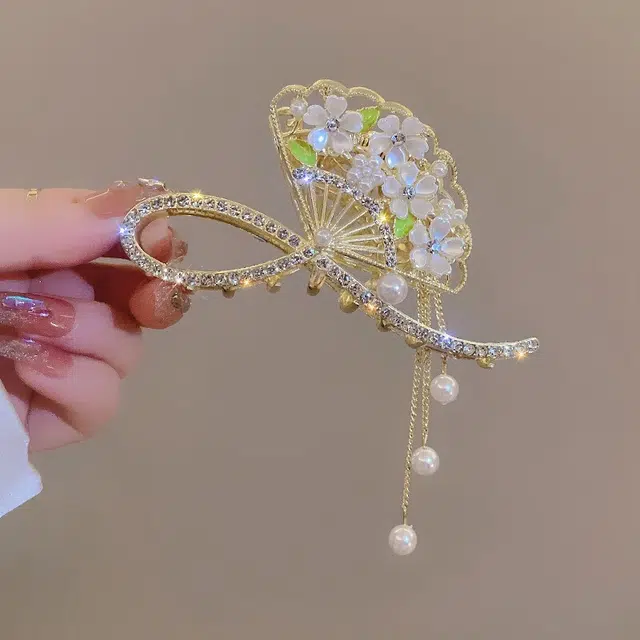 建禄 麦穗古风蝶舞花朵抓夹发饰鲨鱼日常轻奢通勤简约百搭精致高级感优雅气质 合金 发夹 女款