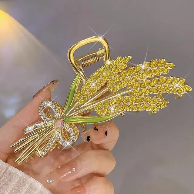 建禄 高级感穗穗平安花朵简约小清新小众设计优雅气质通勤百搭 合金 发夹 女款