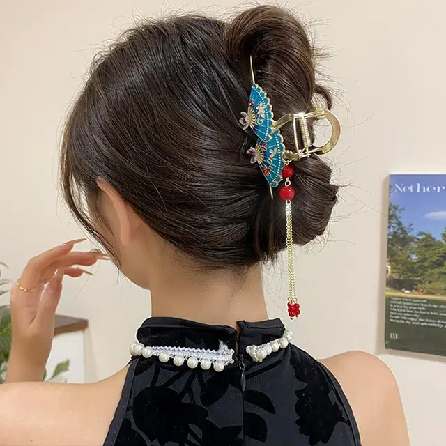 建禄 高级感国风流苏简约抓夹小清新小众设计优雅气质通勤百搭 合金 发夹 女款