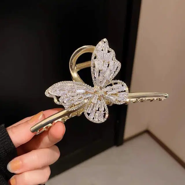 建禄 高级感闪钻蝴蝶简约抓夹小清新小众设计优雅气质通勤百搭#好运 合金 发夹 女款