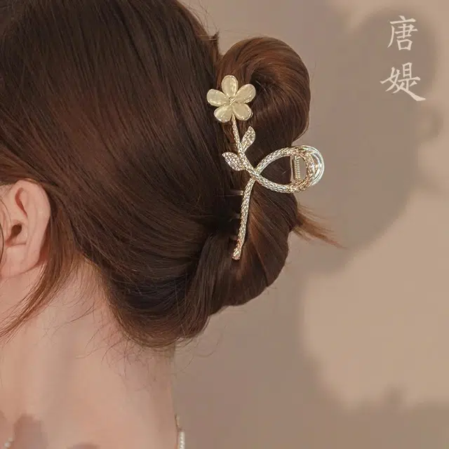 建禄 高级感花朵简约小清新小众设计优雅气质通勤百搭 合金 发夹 女款