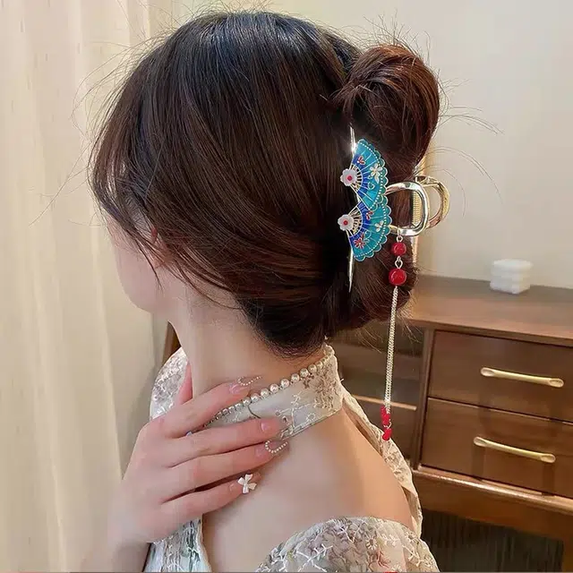 建禄 高级感国风流苏简约抓夹小清新小众设计优雅气质通勤百搭 合金 发夹 女款