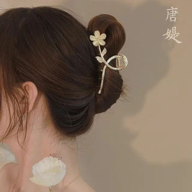 建禄 高级感花朵简约小清新小众设计优雅气质通勤百搭 合金 发夹 女款