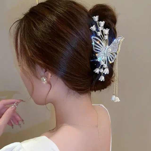 建禄 麦穗蝶舞花朵抓夹发饰鲨鱼日常轻奢通勤简约百搭精致高级感优雅气质 合金 发夹 女款