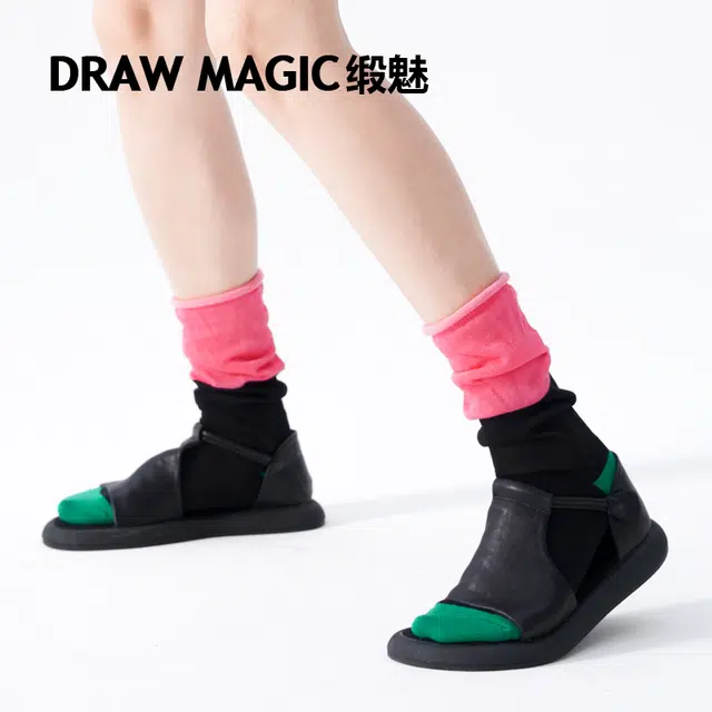缎魅 撞色堆堆袜长筒袜 女款
