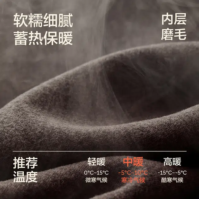 有棵树 含玻尿酸羊毛桑蚕丝加绒护颈保湿抗菌抗静电上衣柔软贴身秋衣打底衫显瘦秋冬季保暖上装 男款