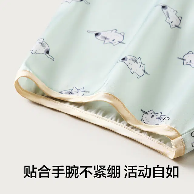 有棵树 夏季薄款女士印花撞色短袖圆领韩系小清新休闲套头睡裙 女款