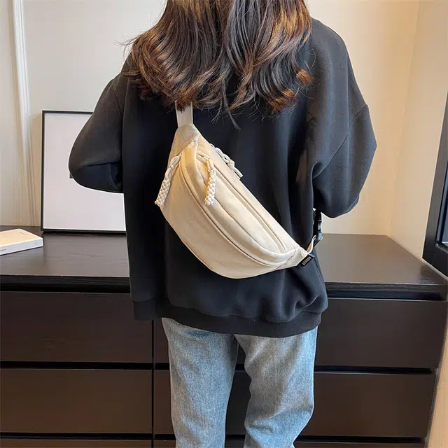 雅鹿 日韩系纯色多功能旅行手机包运动防泼水骑行包轻便简约休闲实用通勤包 帆布 帆布包斜挎单肩胸包 男女同款情侣款 多色