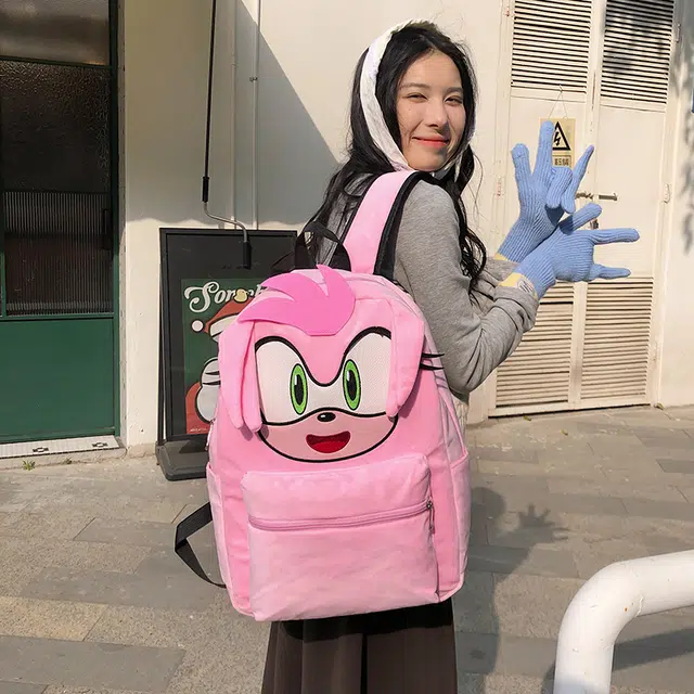 雅鹿 时尚小众创意百搭 毛绒 双肩包 女款 粉色