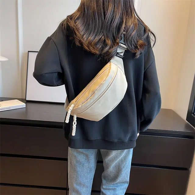雅鹿 日韩系纯色多功能旅行手机包运动防泼水骑行包轻便简约休闲实用通勤包 帆布 帆布包斜挎单肩胸包 男女同款情侣款 多色
