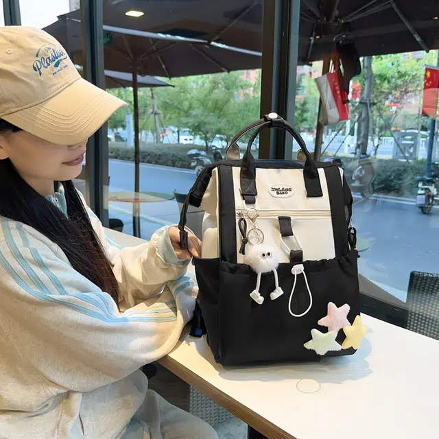 雅鹿 日系可爱少女感多巴胺星星大容量旅行百搭 尼龙 双肩包 女款 多色