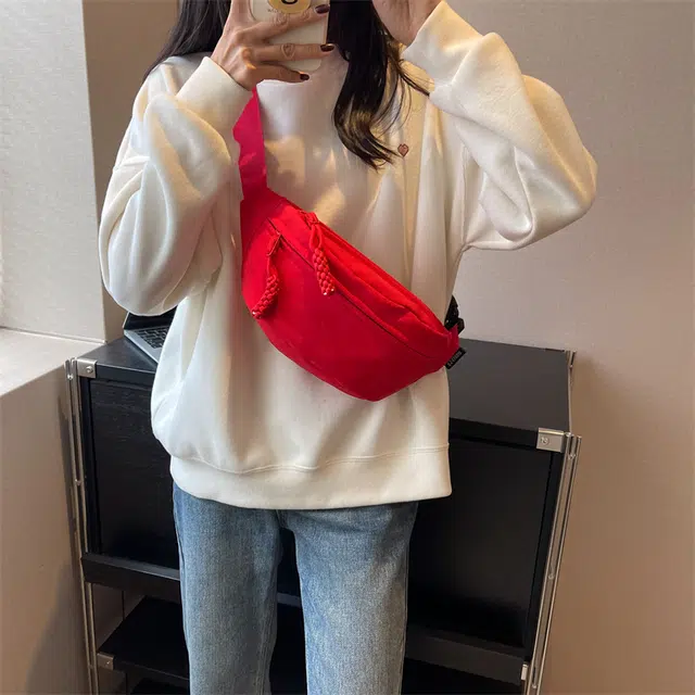雅鹿 日韩系纯色多功能旅行手机包运动防泼水骑行包轻便简约休闲实用通勤包 帆布 帆布包斜挎单肩胸包 男女同款情侣款 多色
