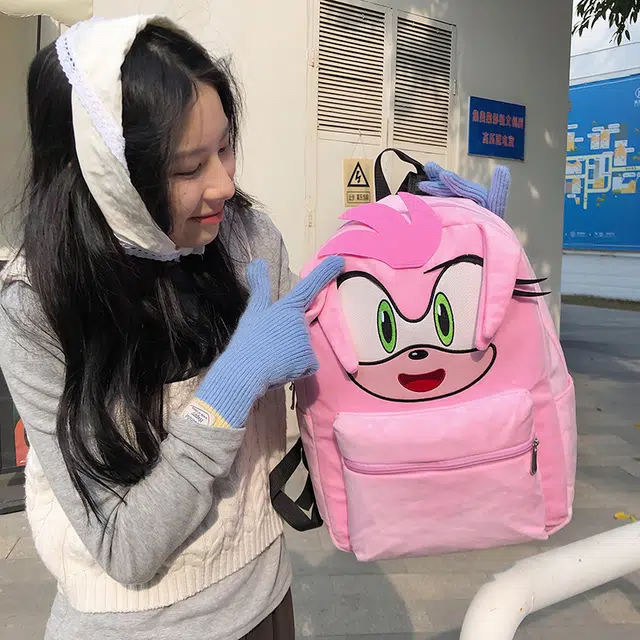 雅鹿 时尚小众创意百搭 毛绒 双肩包 女款 粉色