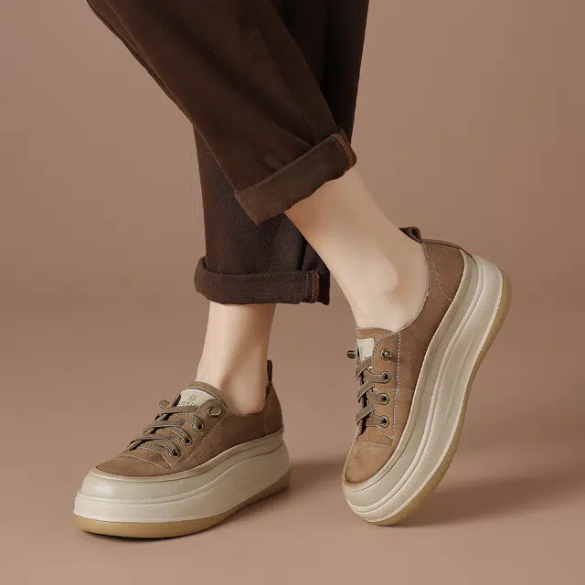 波尔谛奇 舒适复古显瘦厚底 轻便增高 低帮 生活休闲鞋 女