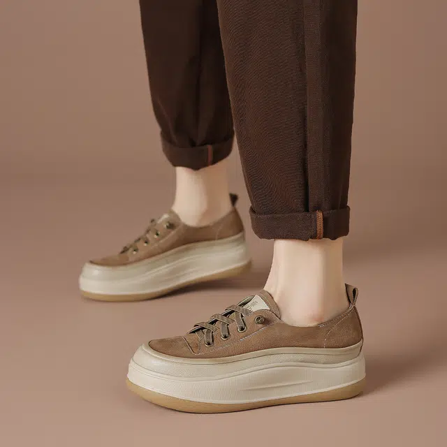 波尔谛奇 舒适复古显瘦厚底 轻便增高 低帮 生活休闲鞋 女