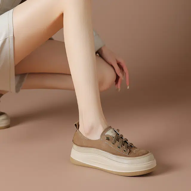 波尔谛奇 舒适复古显瘦厚底 轻便增高 低帮 生活休闲鞋 女