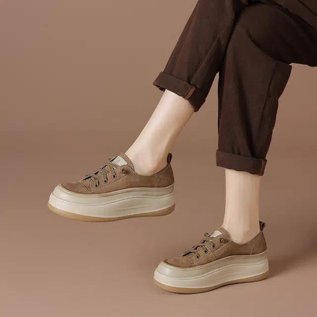 波尔谛奇 舒适复古显瘦厚底 轻便增高 低帮 生活休闲鞋 女