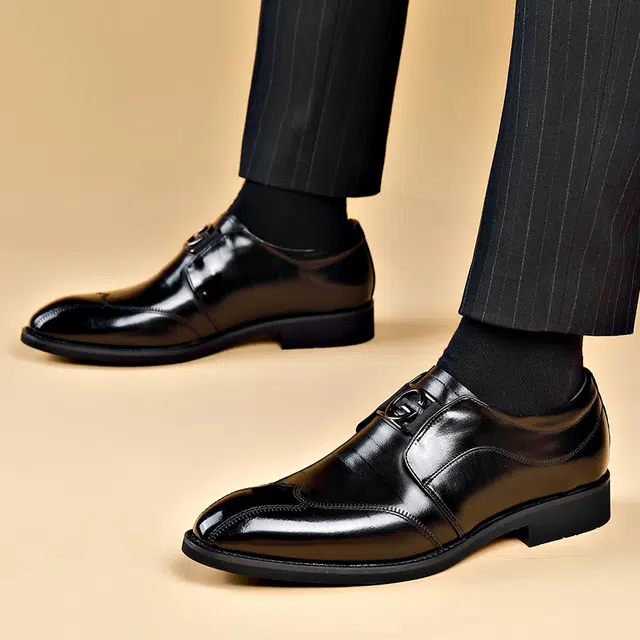 头层牛皮 时尚英伦风潮流百搭商务一脚蹬 透气 低帮 生活休闲鞋 男款