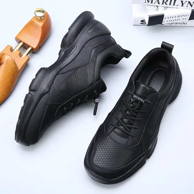 牛皮 健步舒适户外商务运动日常通勤经典百搭 低帮 生活休闲鞋 男款 黑色