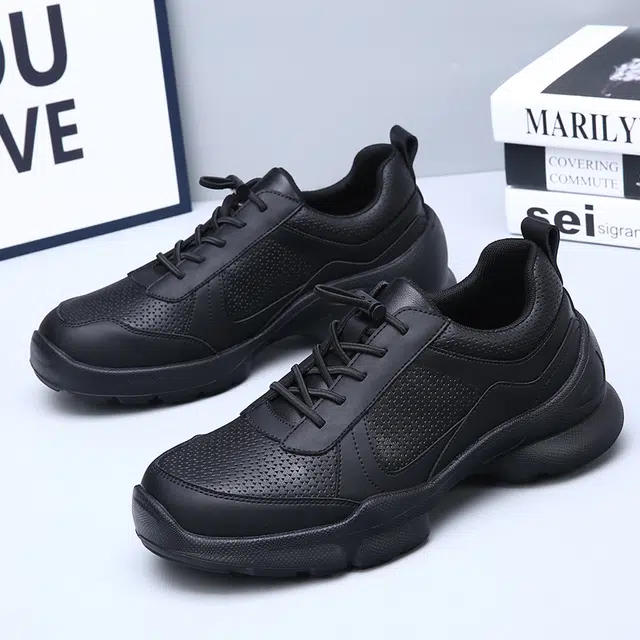 牛皮 健步舒适户外商务运动日常通勤经典百搭 低帮 生活休闲鞋 男款 黑色