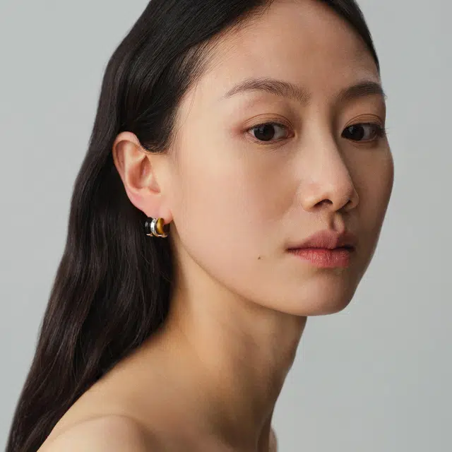 素觉 小众设计高级感独特新中式耳坠 虎眼石 玉石耳环 女款