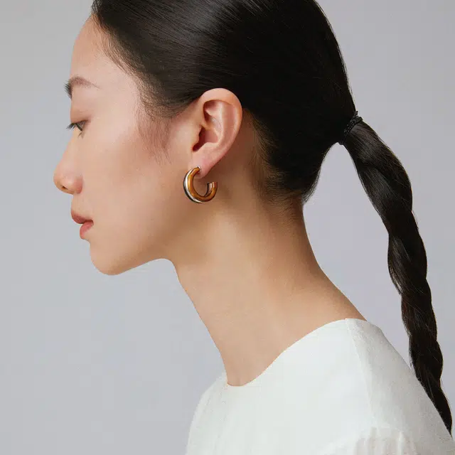 素觉 小众设计高级感独特新中式耳圈 虎眼石 玉石耳环 女款