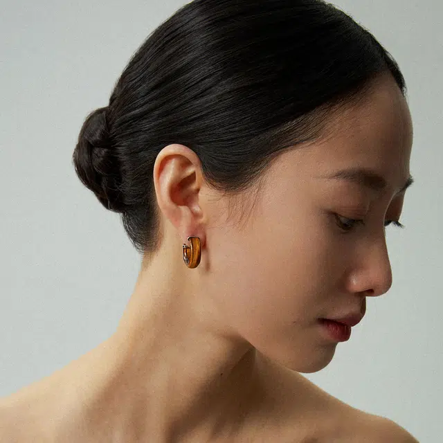 素觉 新品小众高级感 虎眼石 玉石耳环 女款