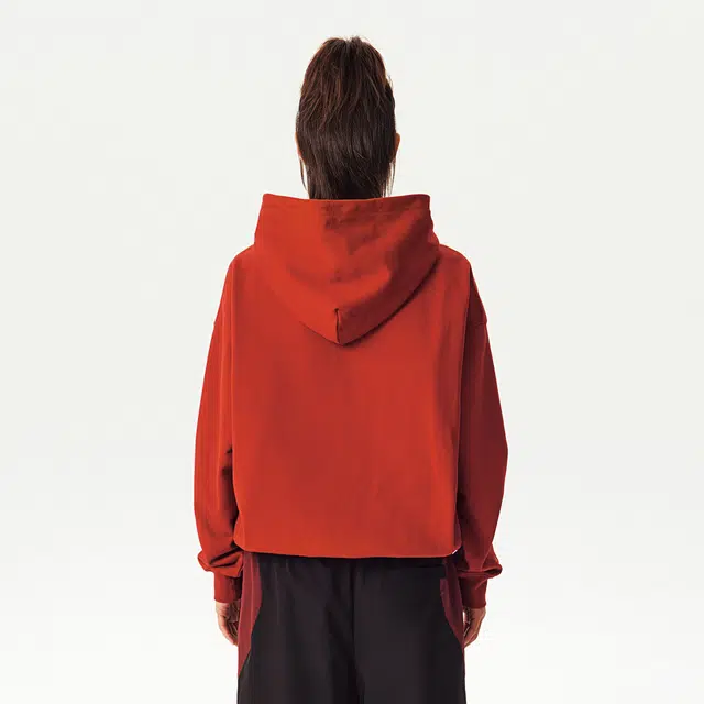 华人青年 三角针英文贴布绣宽松连帽卫衣 男女同款