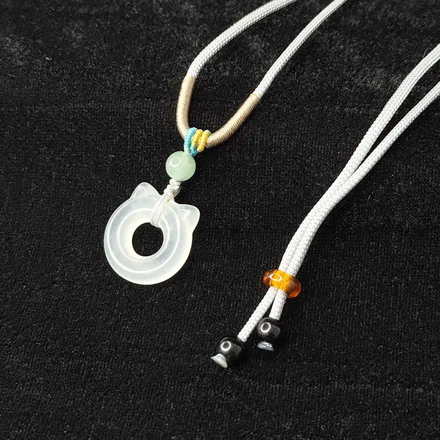 乃瑭 【吃定你了】天生一对猫耳朵猫头骨头 高品质新中式 浪漫甜蜜小众创意百搭 岫玉 项链 男女同款情侣款