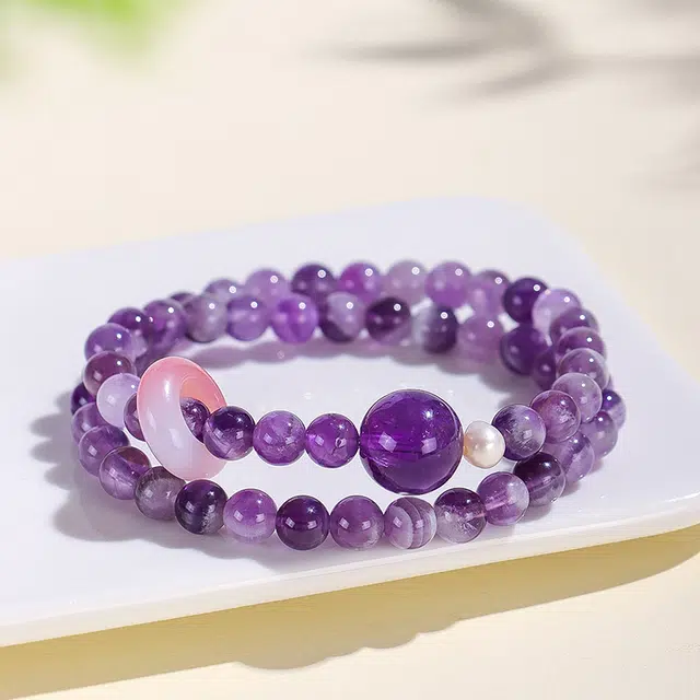 乃瑭 梦幻好运招财纳福  时尚高级感天然 紫水晶 手串 男女同款情侣款